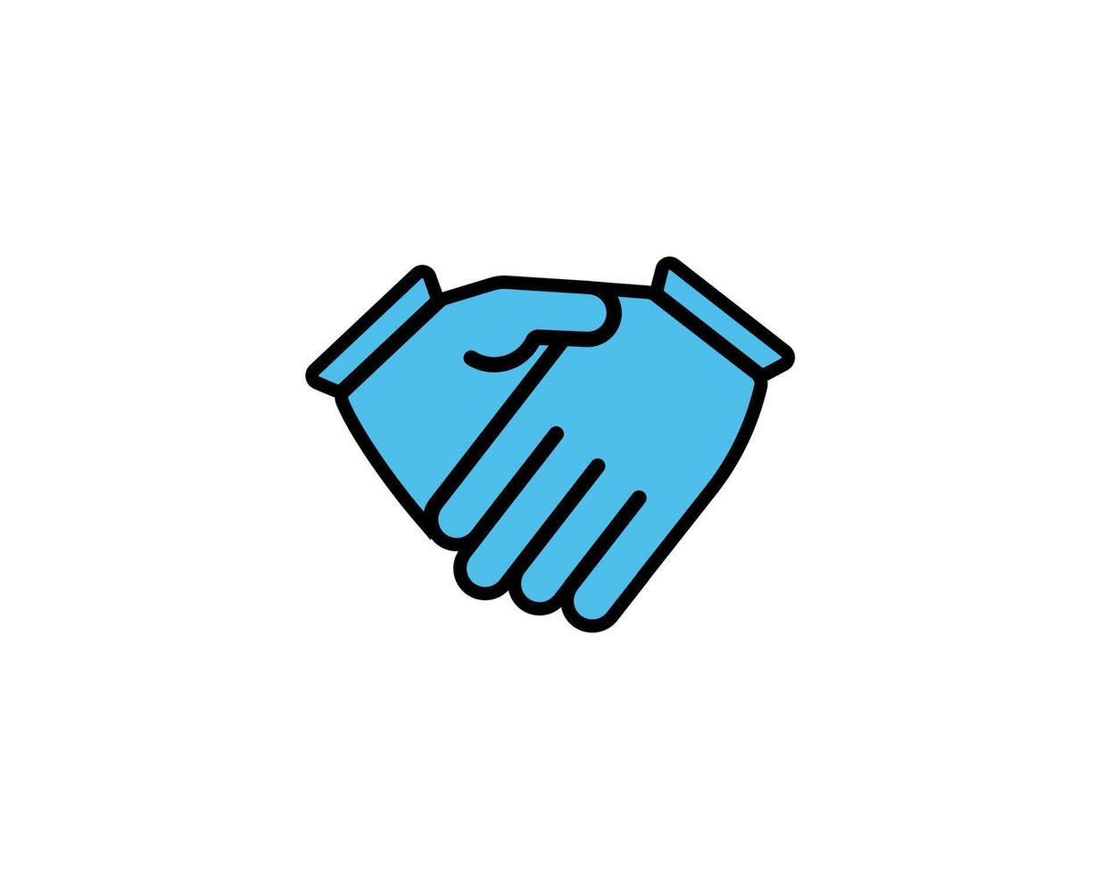 Two blue gloves clasped in a firm handshake symbolizing unity and cooperation vector