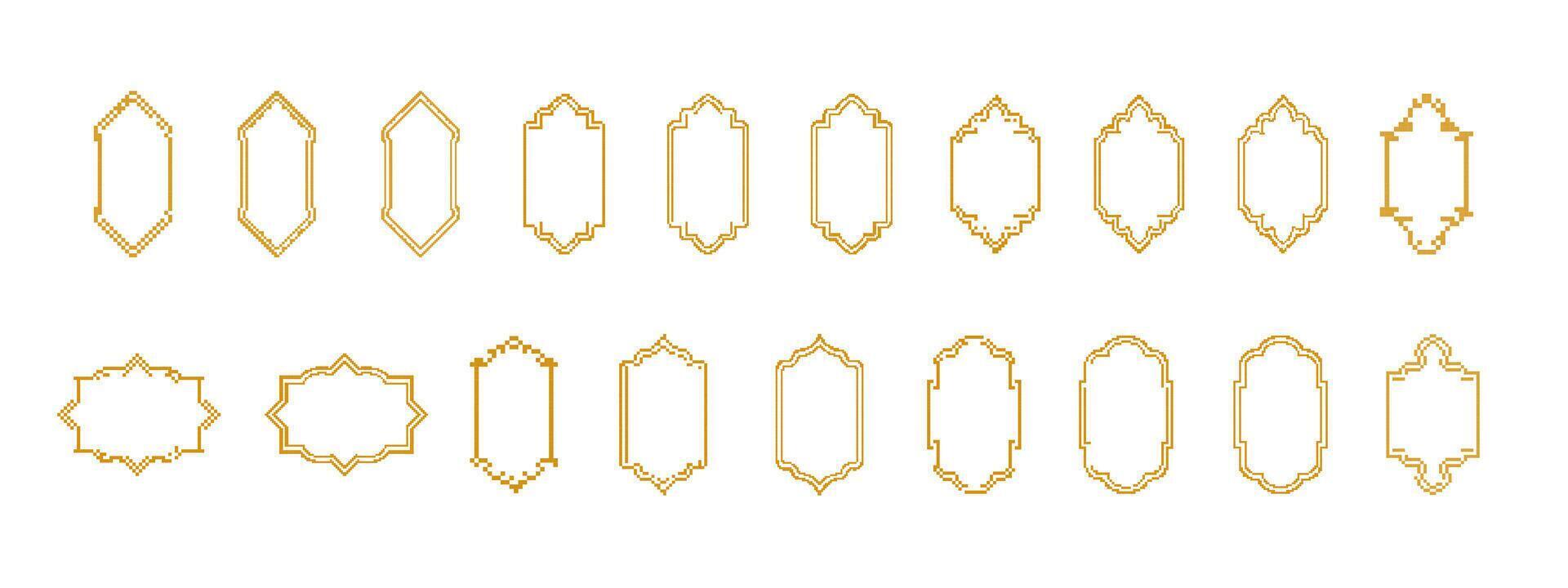 Yellow geometric frame collection featuring diverse shapes and styles for various design needs vector