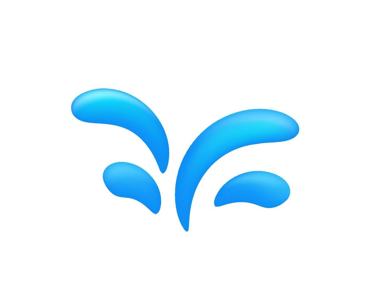 Blue water splash design with curved drops in rising motion for refreshing visual appeal vector