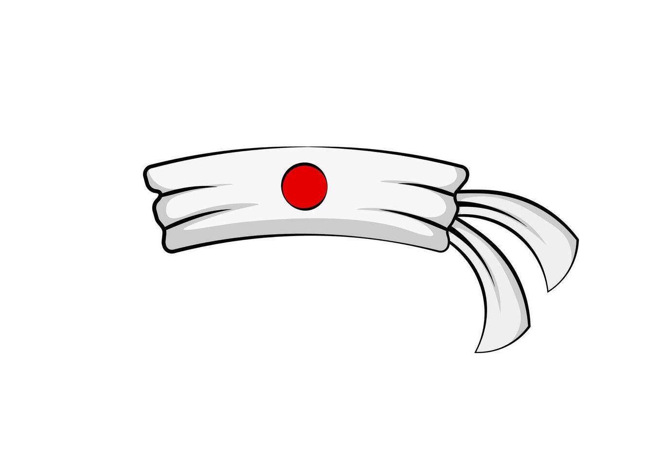 Traditional japanese headband with red circle symbol on white fabric vector