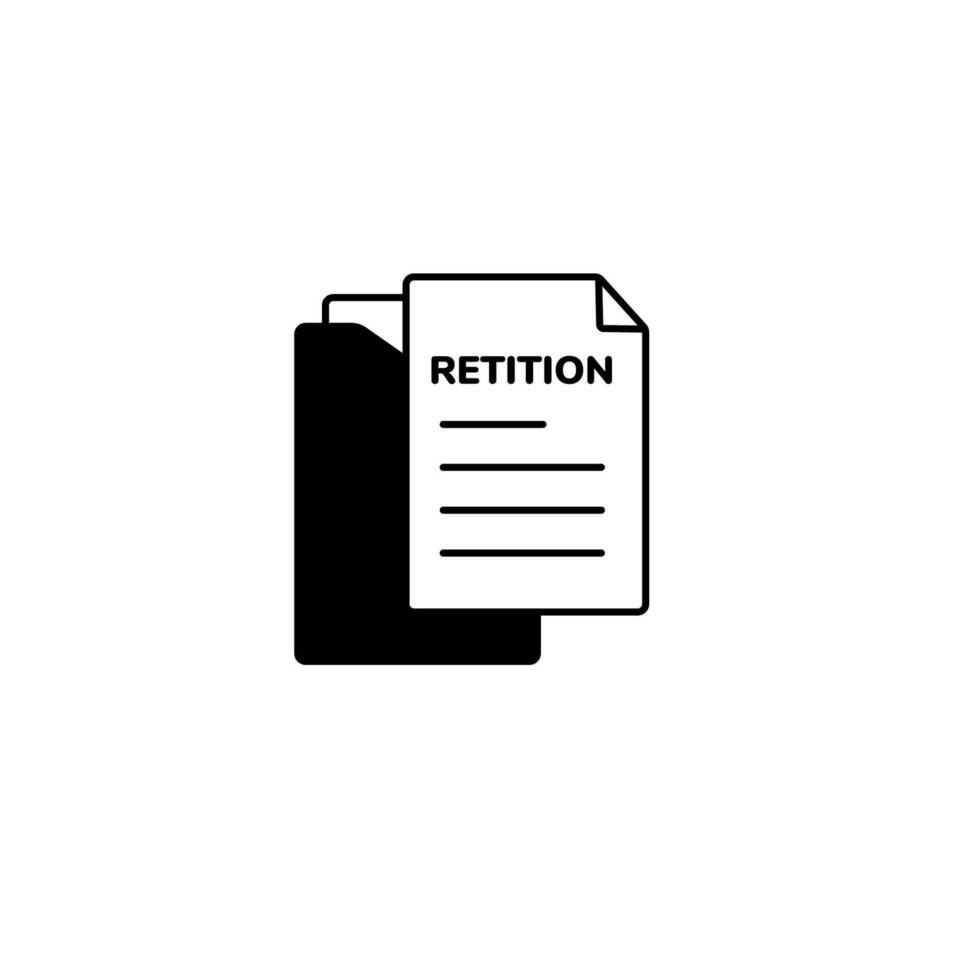 Black petition document icon with text and folder in minimal design vector