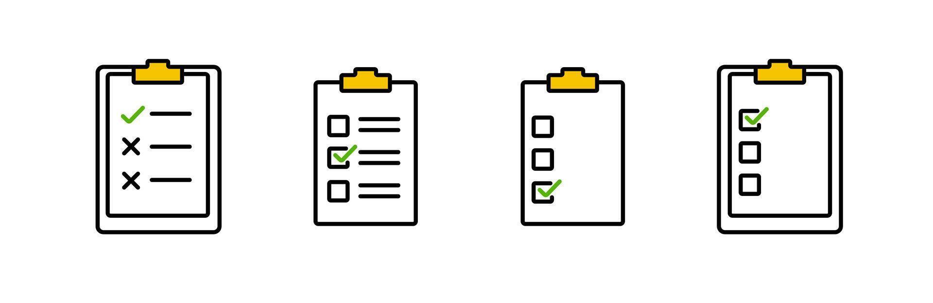 Different types of checklist icons symbolizing tasks and organization vector