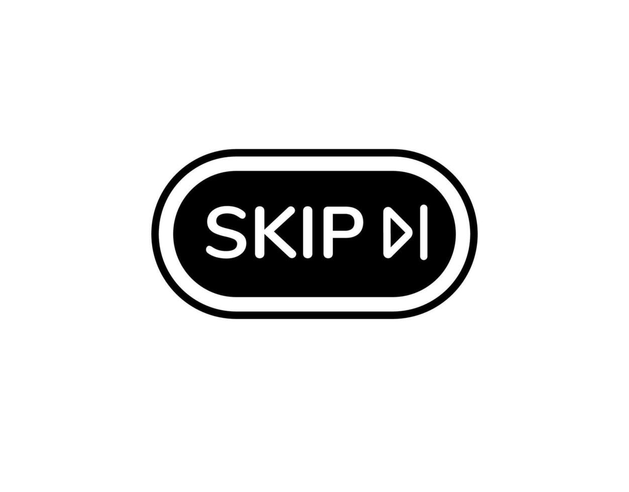Playful skip button with bold text and simple design for interactive media controls vector