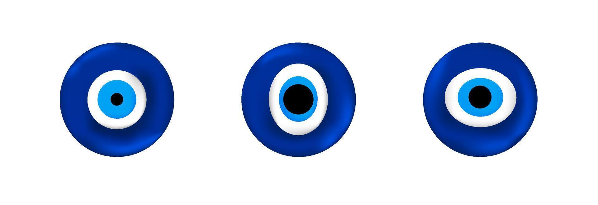 Blue evil eye charms with concentric circles symbolizing protection and good luck vector