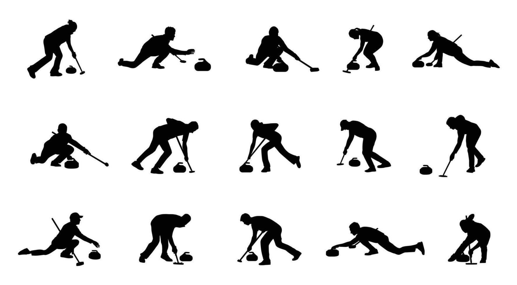 Curling silhouette bundle for any design purpose vector