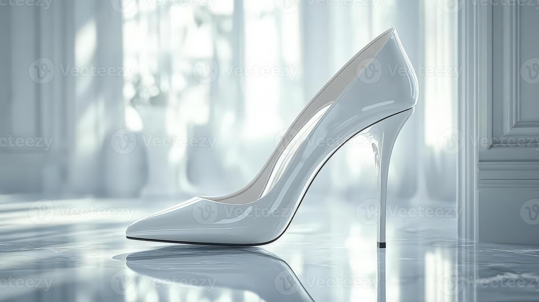 Elegant White High Heels Captured in a Light Realistic Photo