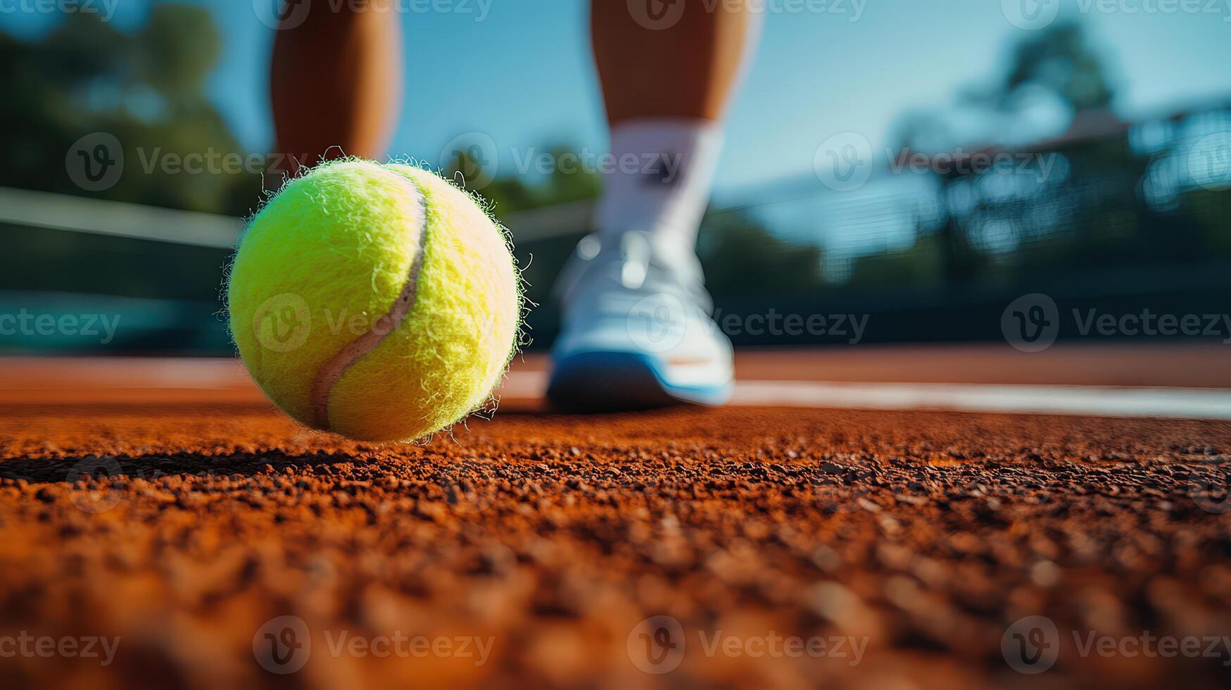 High-resolution tennis action, player serving with intense focus outdoors photo