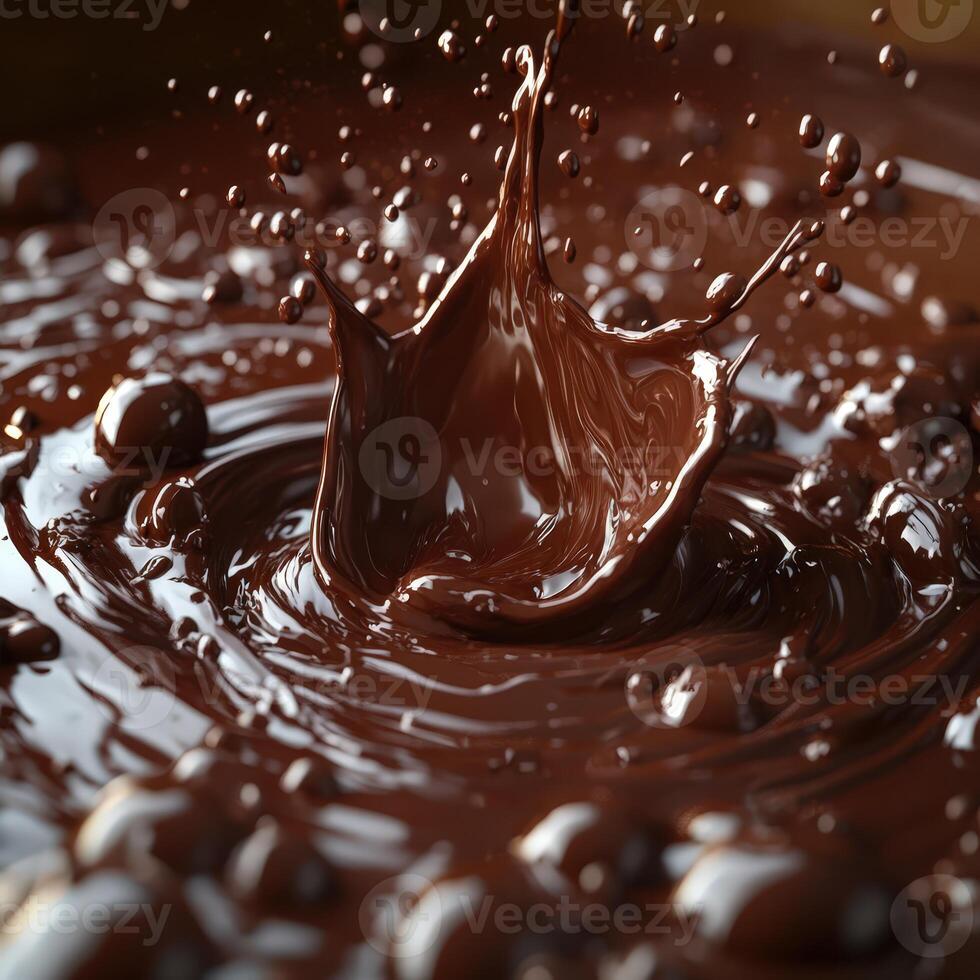 Glossy Dark Chocolate Splash Creating Beautiful Swirls photo