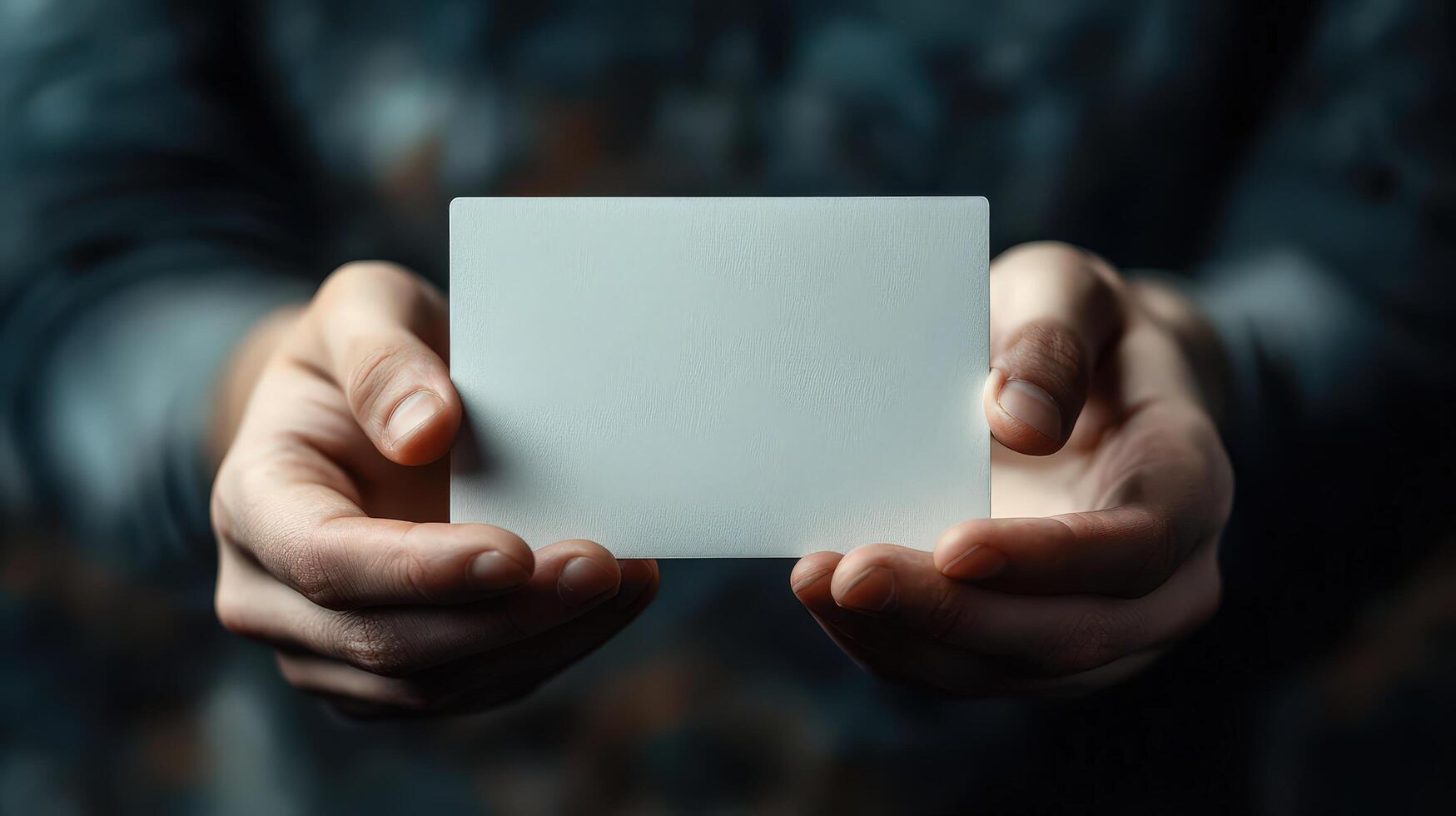 High-resolution image of hands holding blank card with space photo