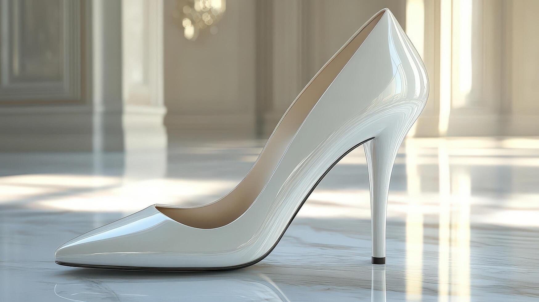 Light Realistic Photography of Elegant White High Heels on Display photo