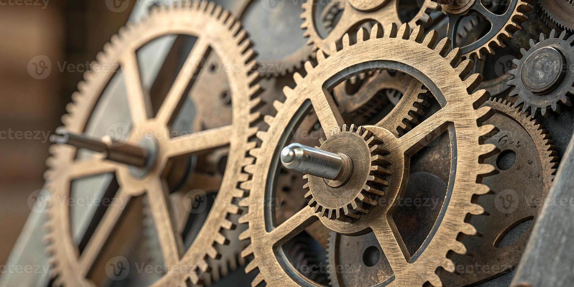 An intricate close-up of a mechanical gear system, emphasizing precision, shine, and detailed photo