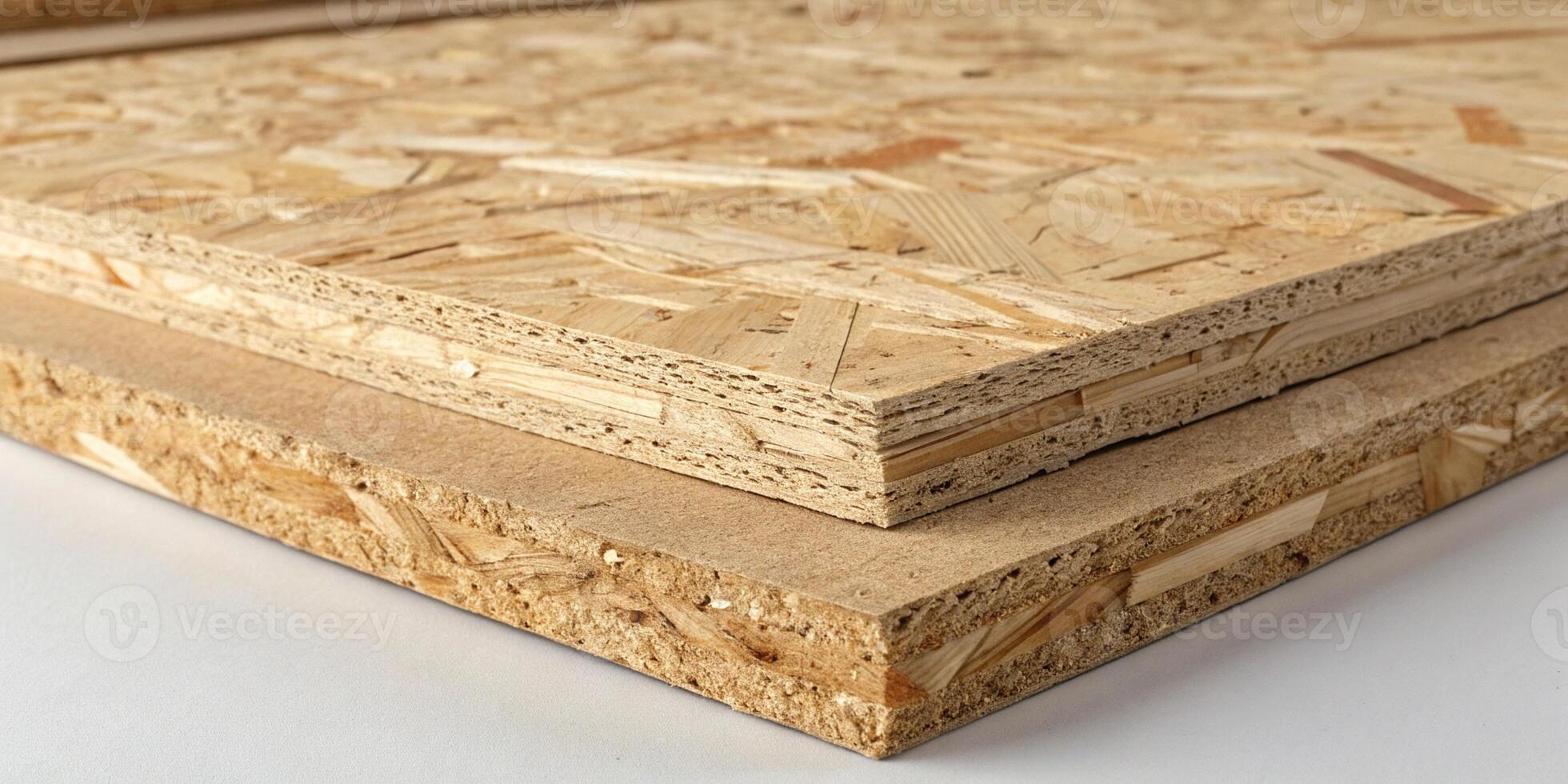 Extreme close up, front view of oriented strand board OSB texture, high definition wood chips photo