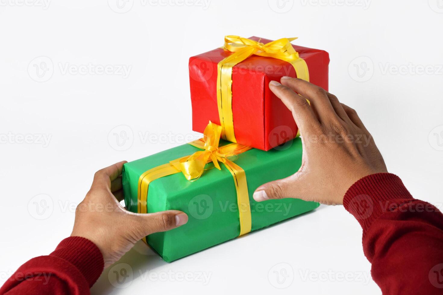 Gift Giving in Festive Red and Green photo