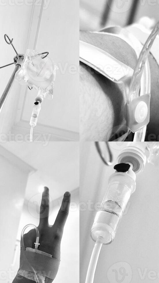 Medical IV Drip and Peace Sign Collage photo