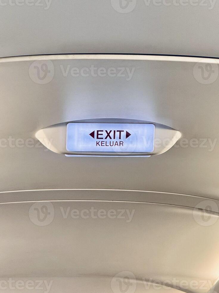Illuminated Exit Sign in Vehicle photo