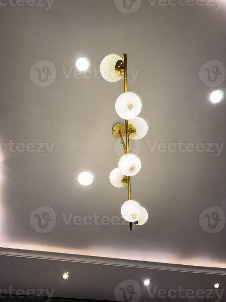Modern Ceiling Light Fixture with White Globes photo