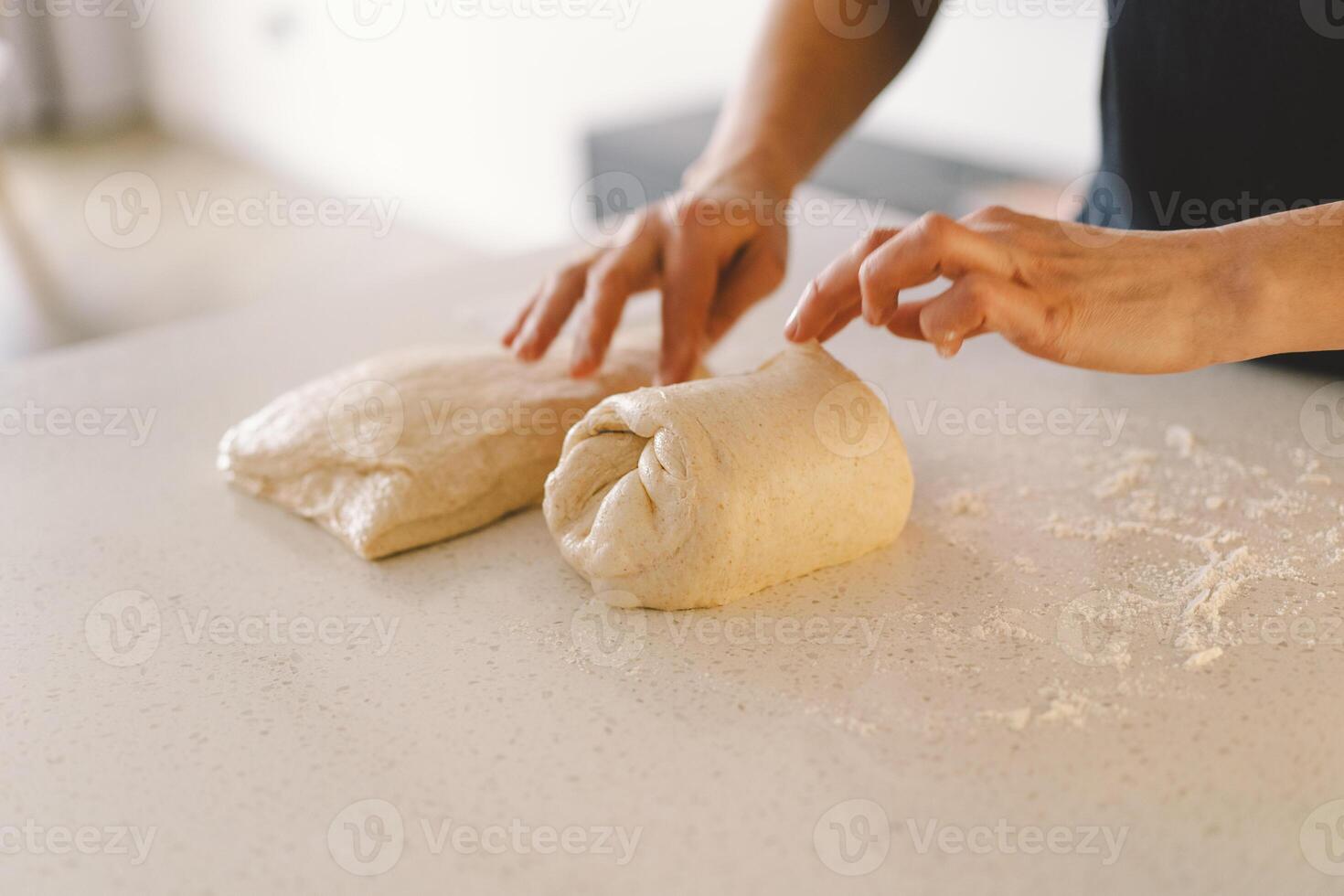 Preparing dough for baking. Healthy sourdough bread photo