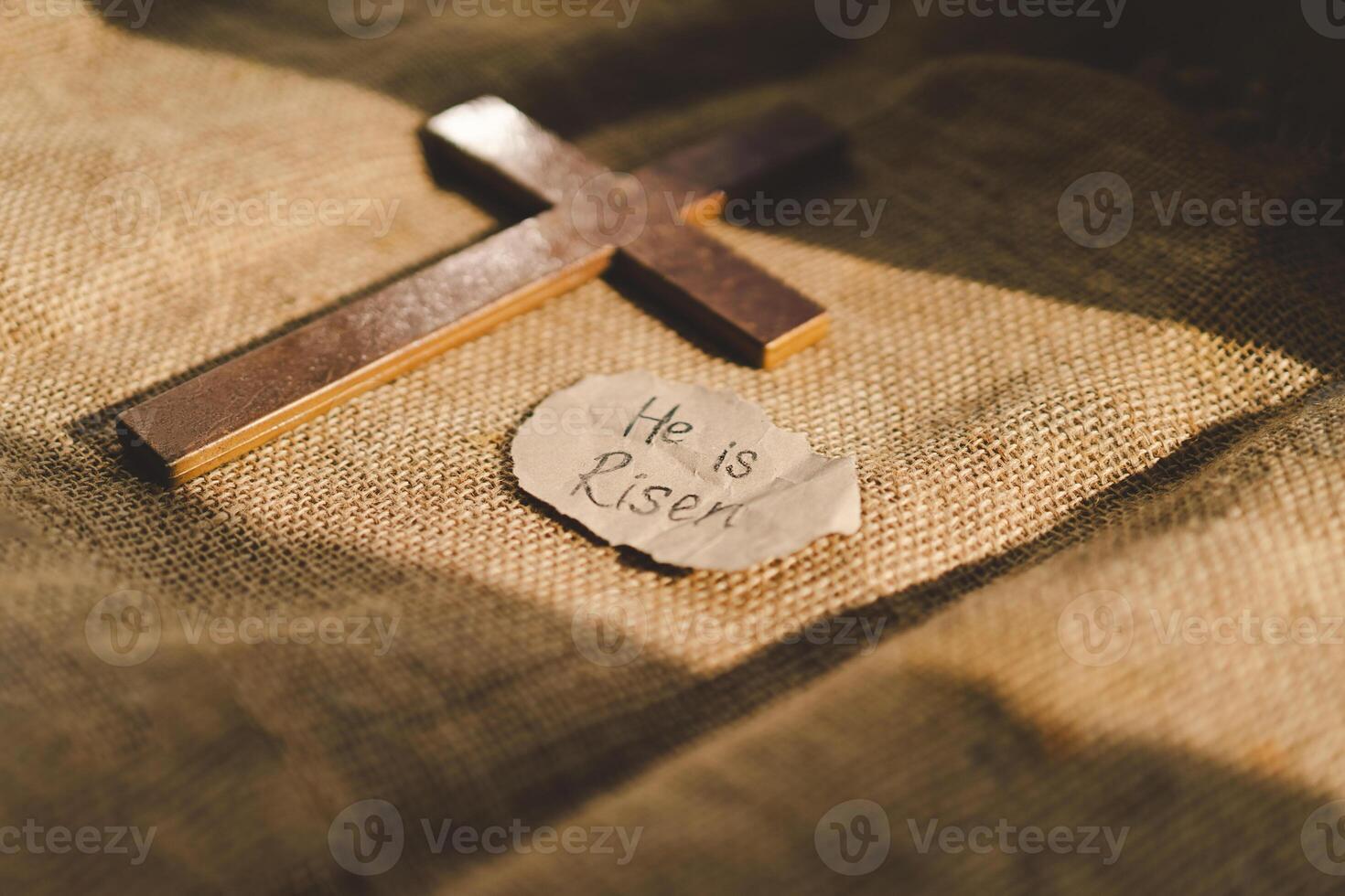 He is Risen. The cross as a sign of resurrection. photo