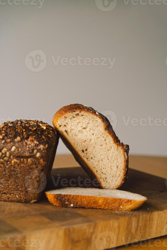 Whole grain, yeast-free healthy sourdough bread photo
