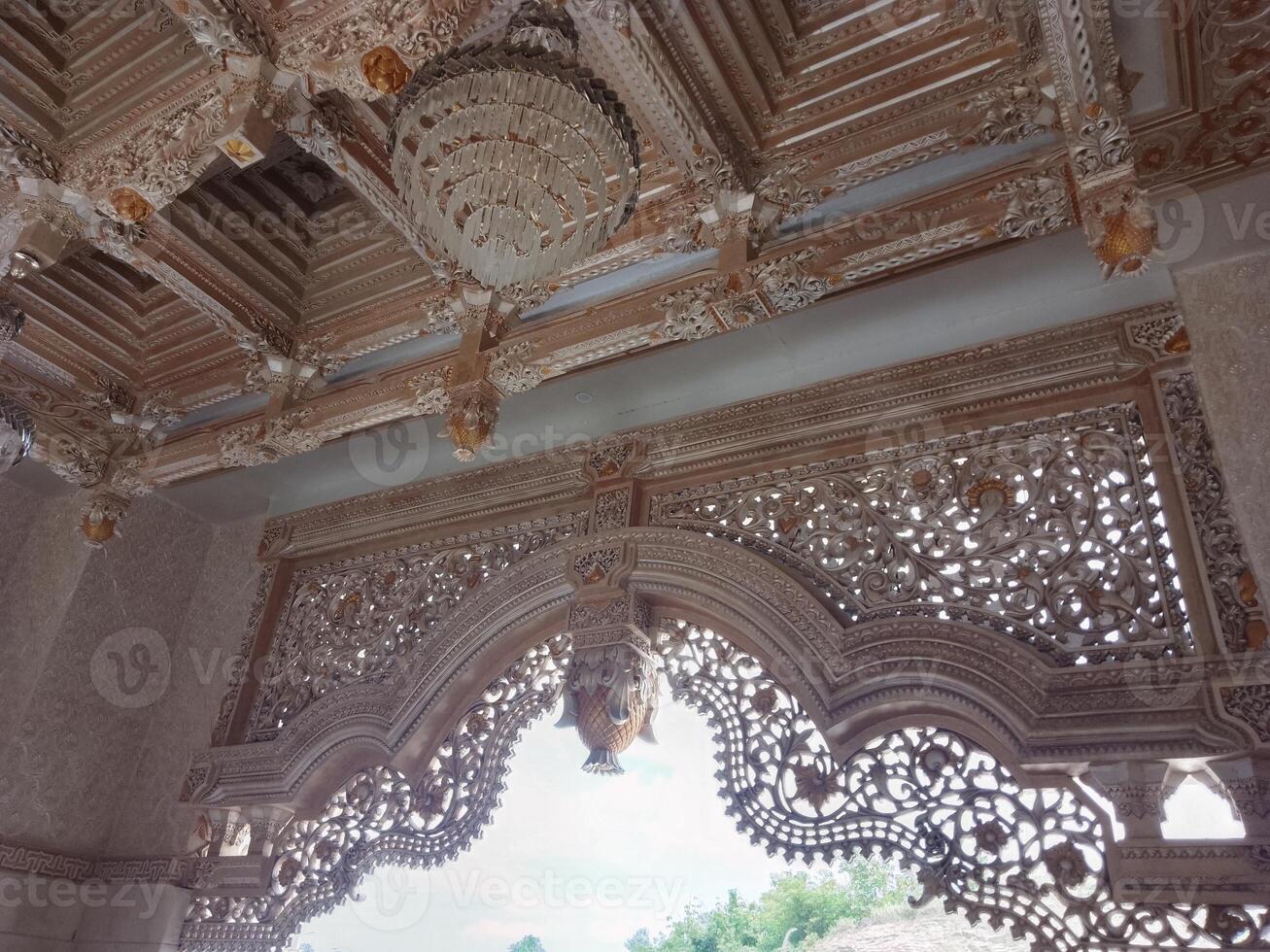 Interior of grand mosque with beautiful Art carving photography photo