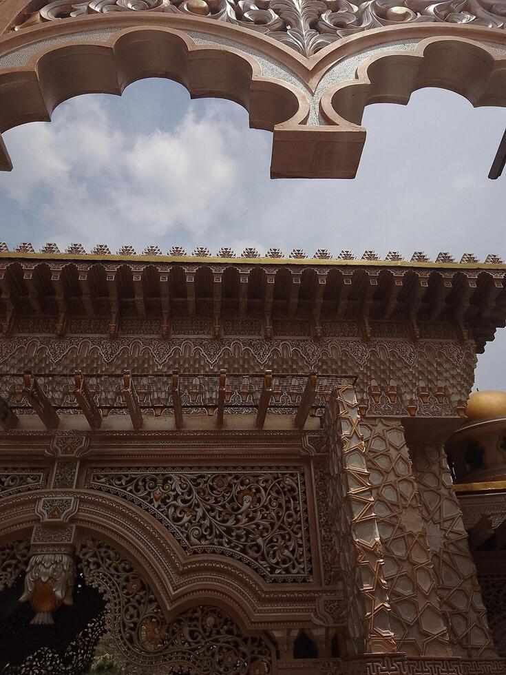 the intricate carvings on the outside of the building photo