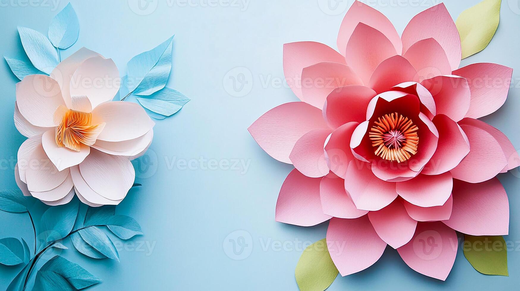 Beautiful Floral Art on Blue Background photo