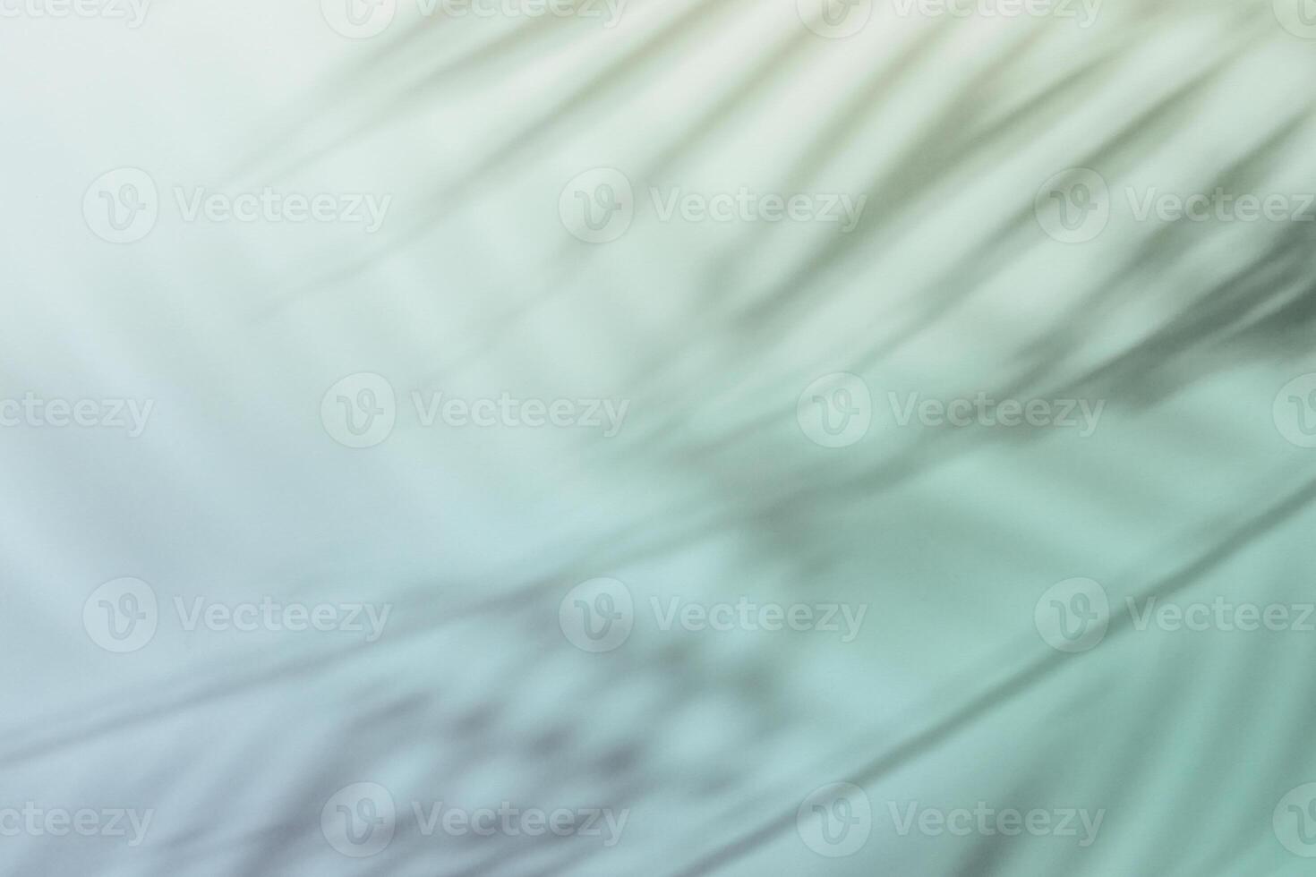 Natural palm leaves shadow on gradient paper background. Abstract blue and mint tropical backdrop. photo