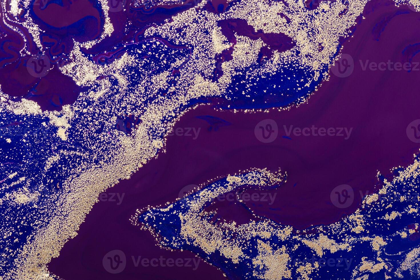 Acrylic Fluid Art. Luxury Gold sparkles Pattern and blue purple waves. Abstract Art Deco background or texture photo