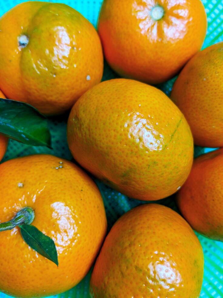 The oranges in a basket. photo