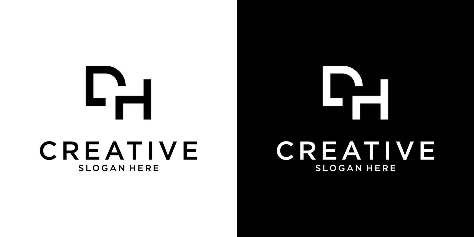 DH or HD initial letter logo design templat vector