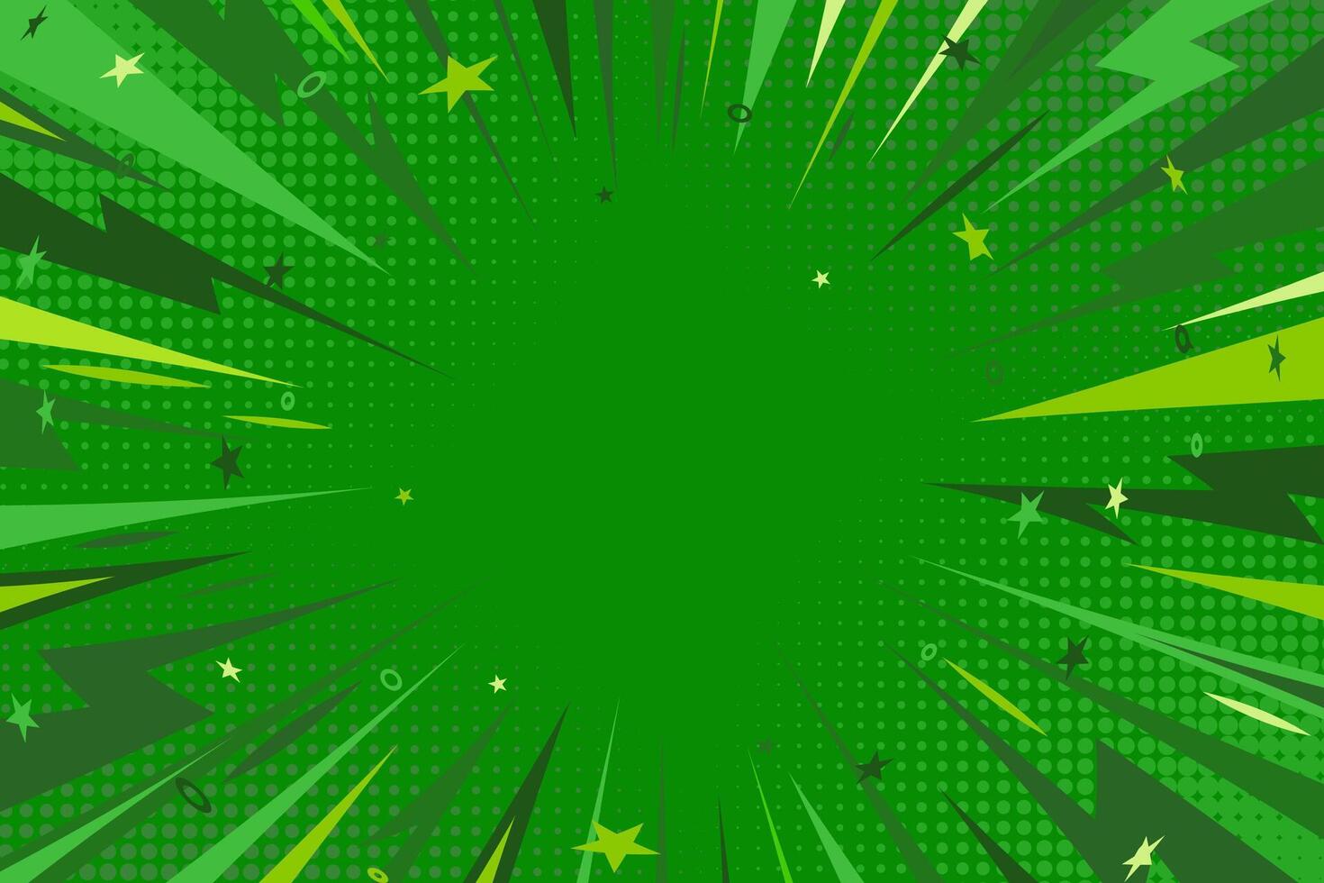 Green comic book background. Modern creative pop art halftone style background with stars and decorative circles vector