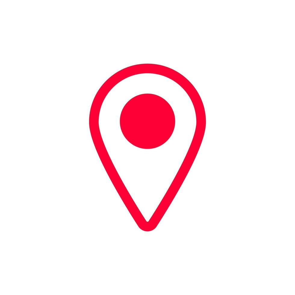 Red location pin icon symbolizing navigation on digital maps and gps applications vector