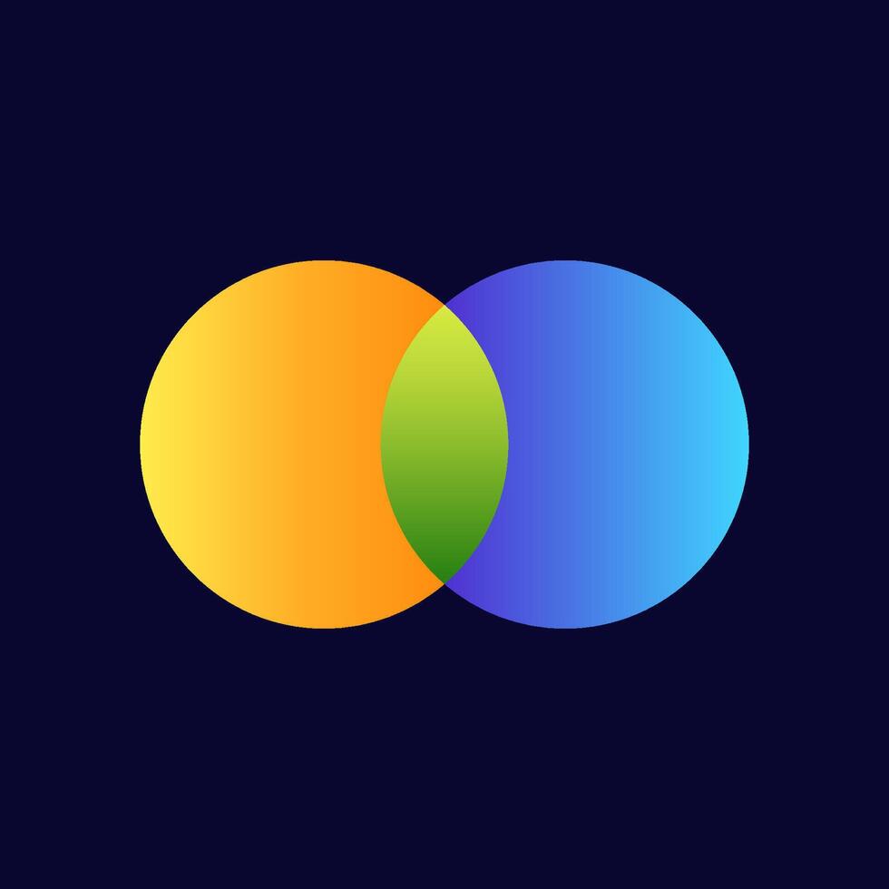 Vibrant overlapping circles in yellow orange green blue showing harmony through color blending vector