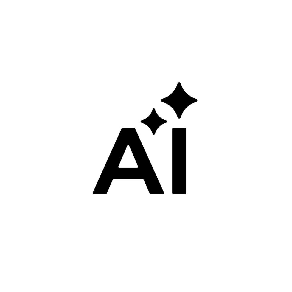 Artificial intelligence icon with sparkles above simple bold design vector