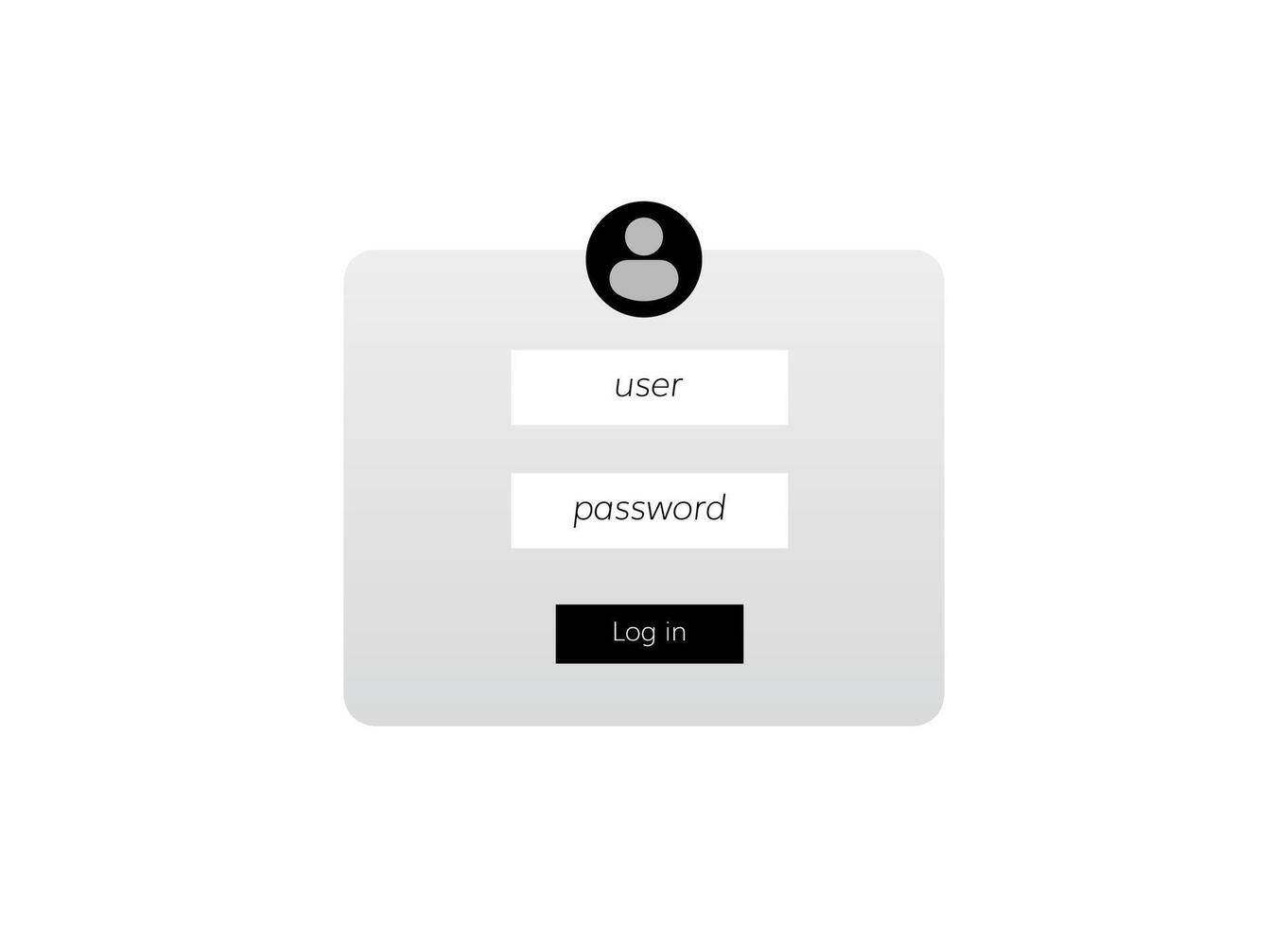 Simple user login interface with icon and text fields for user and password entry vector