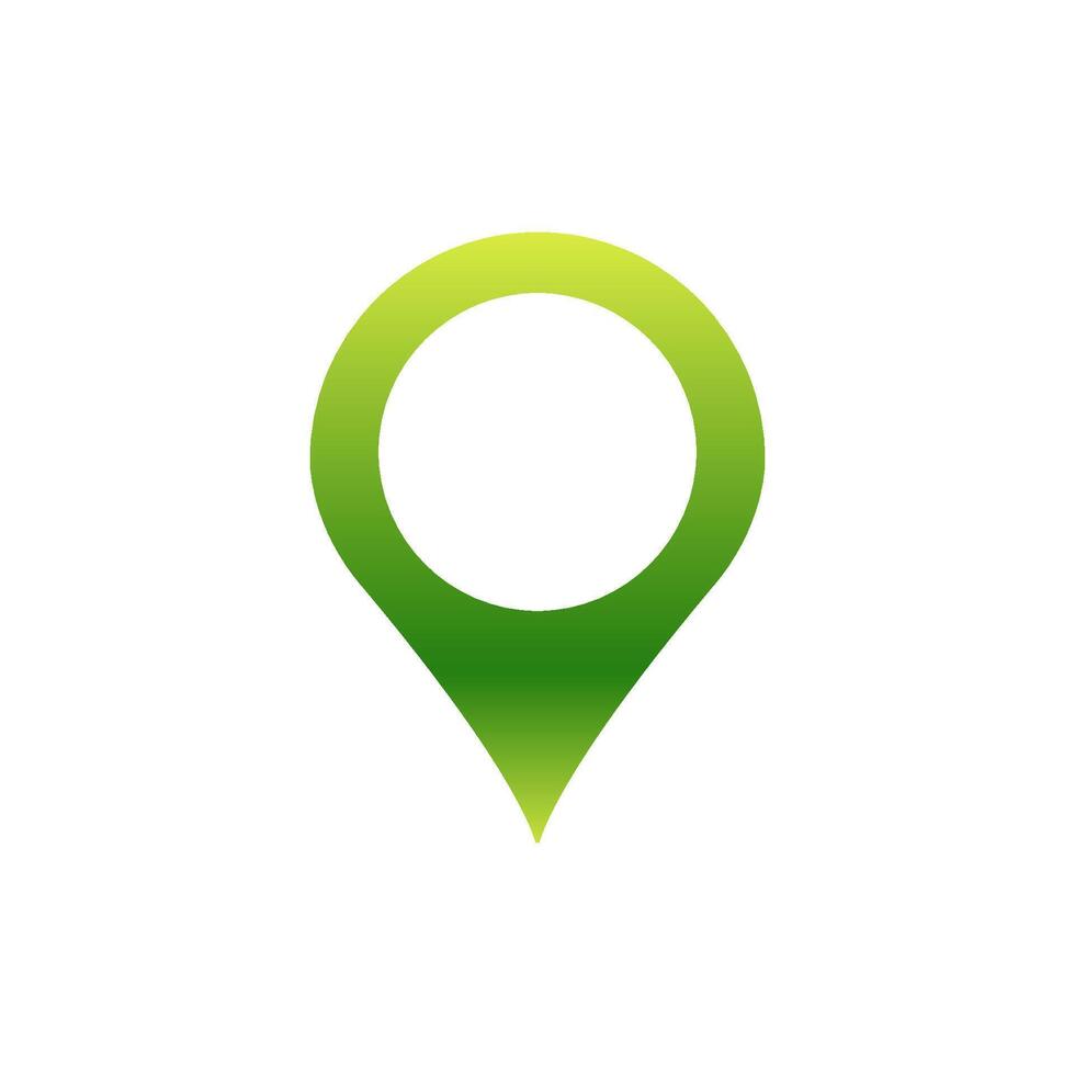 Gradient pin icon with green and yellow tones signifying location and navigation vector