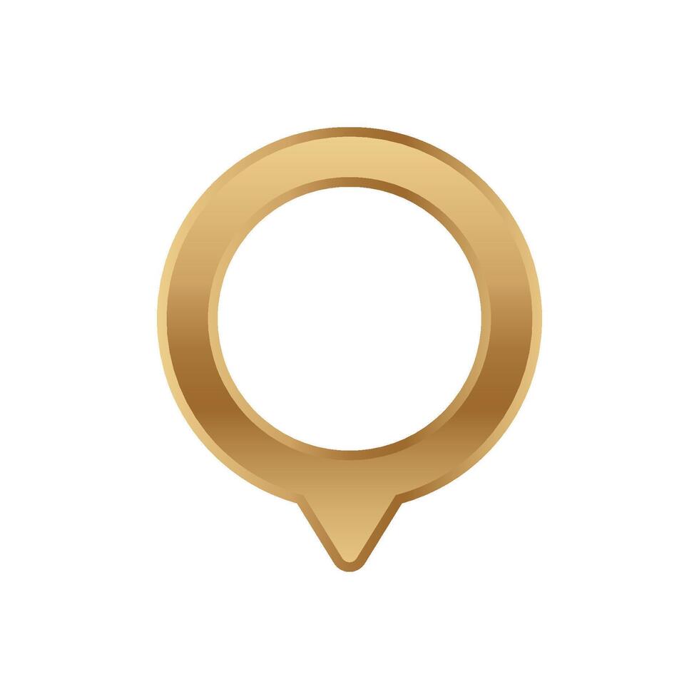 Golden circular badge with pointer shape in center for awards or symbol representation vector