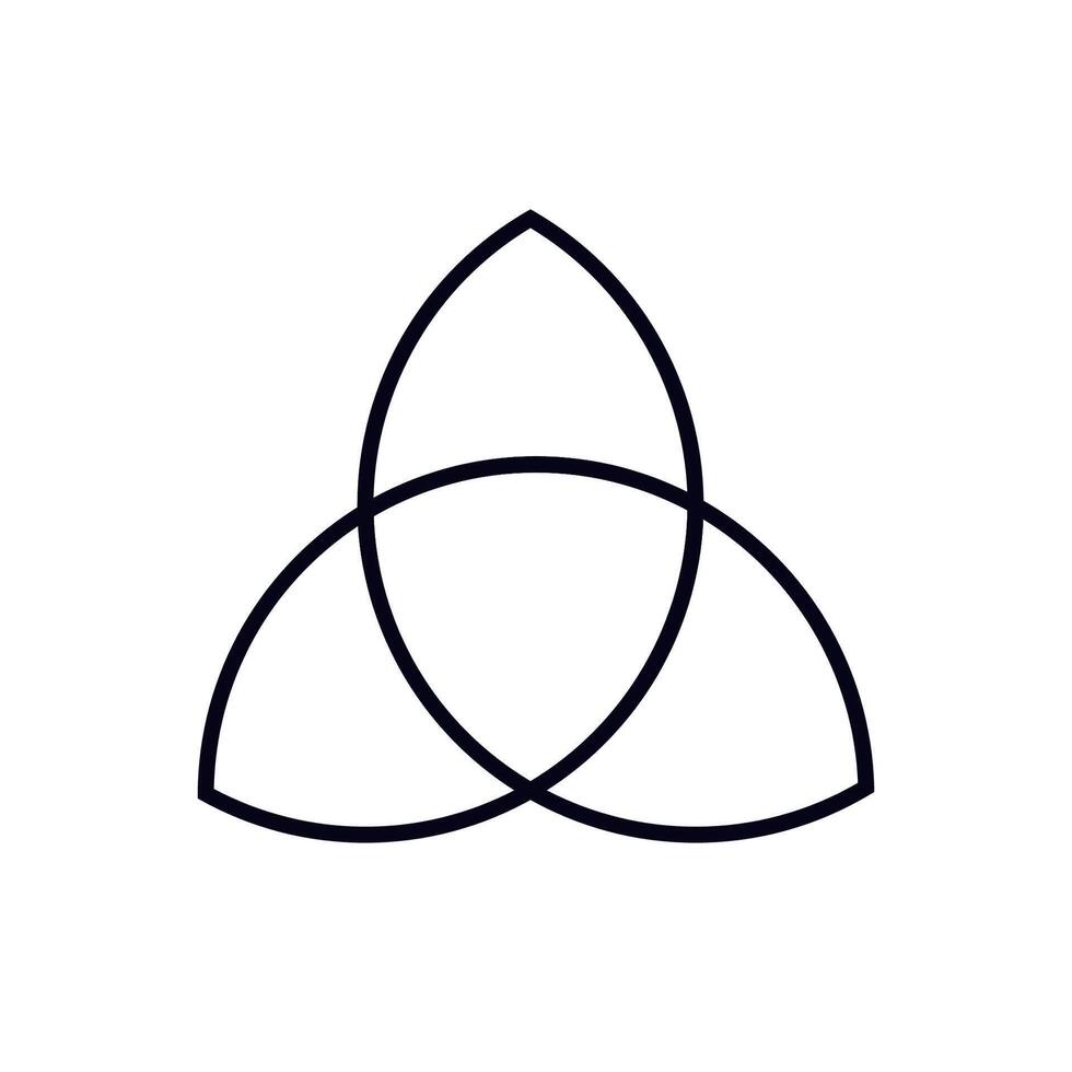 Simple black outline of a triquetra celtic knot symbol with clear edges vector