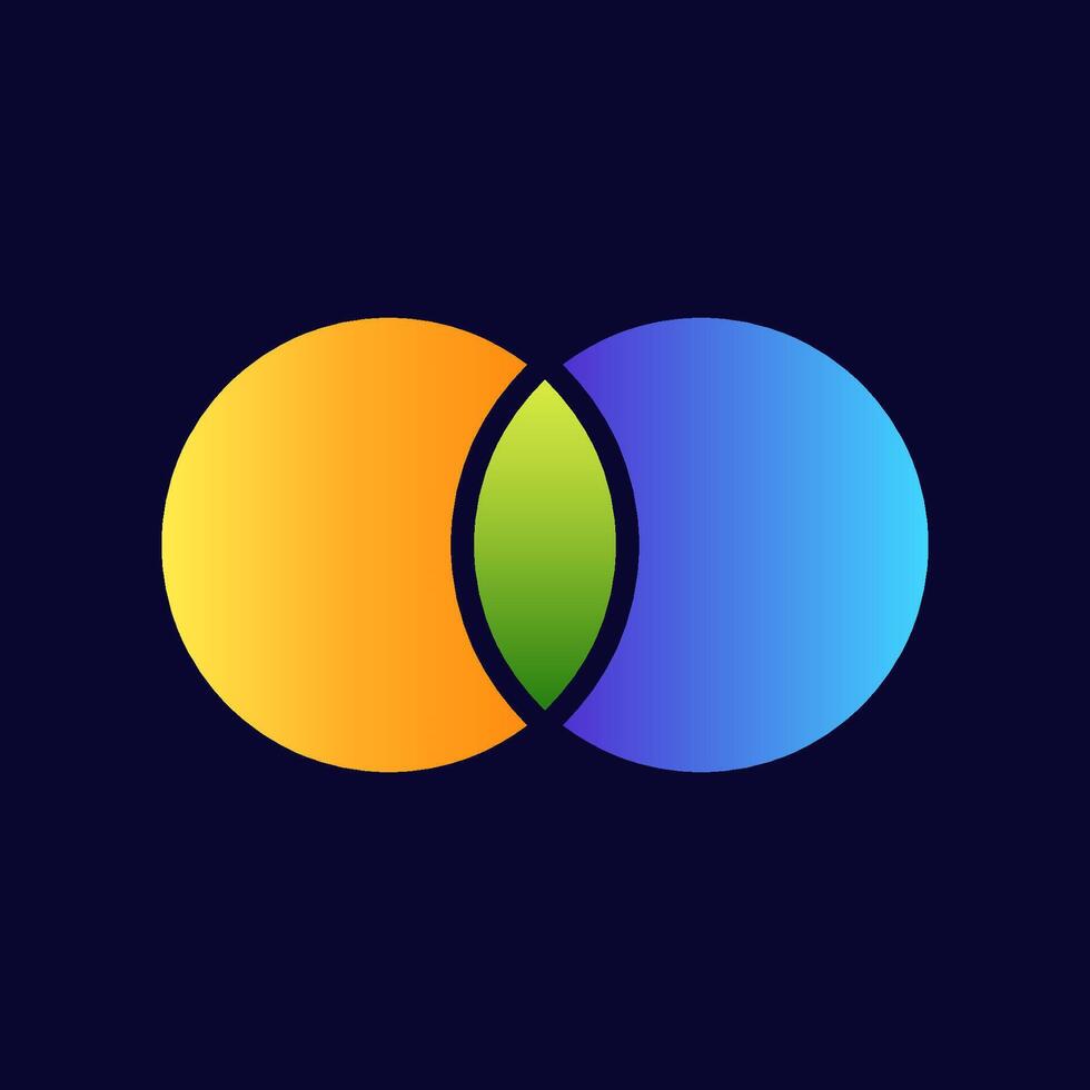 Abstract venn diagram with overlapping orange green blue circles vector