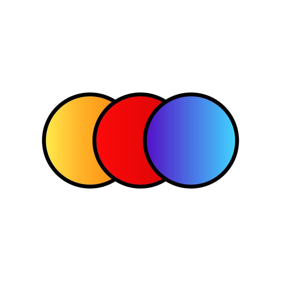 Overlapping circles in different bright colors with black outline vector