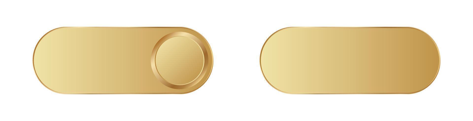 Golden toggle switches displayed in on and off positions for digital interfaces vector