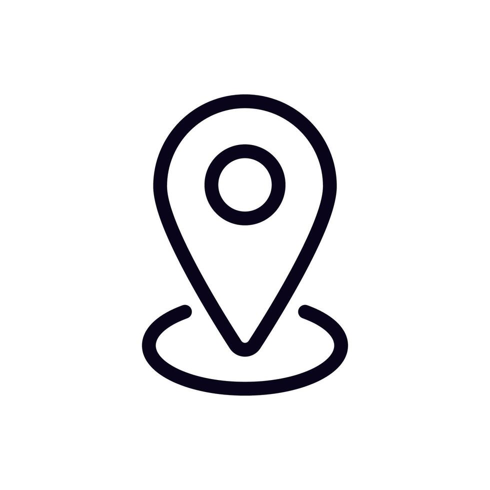 Simple pin location icon with circular base in minimalist design black and white art vector