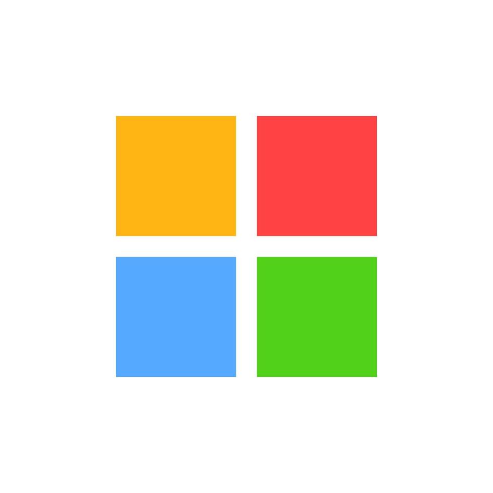 Four colorful squares in red, green, yellow, and blue displayed in geometric arrangement vector