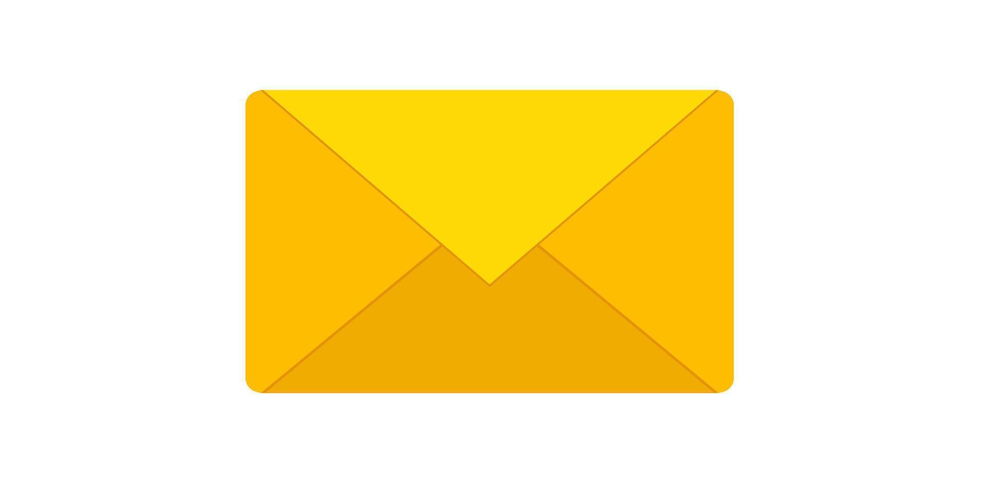 Bright yellow envelope icon with simple design for emails and messages vector