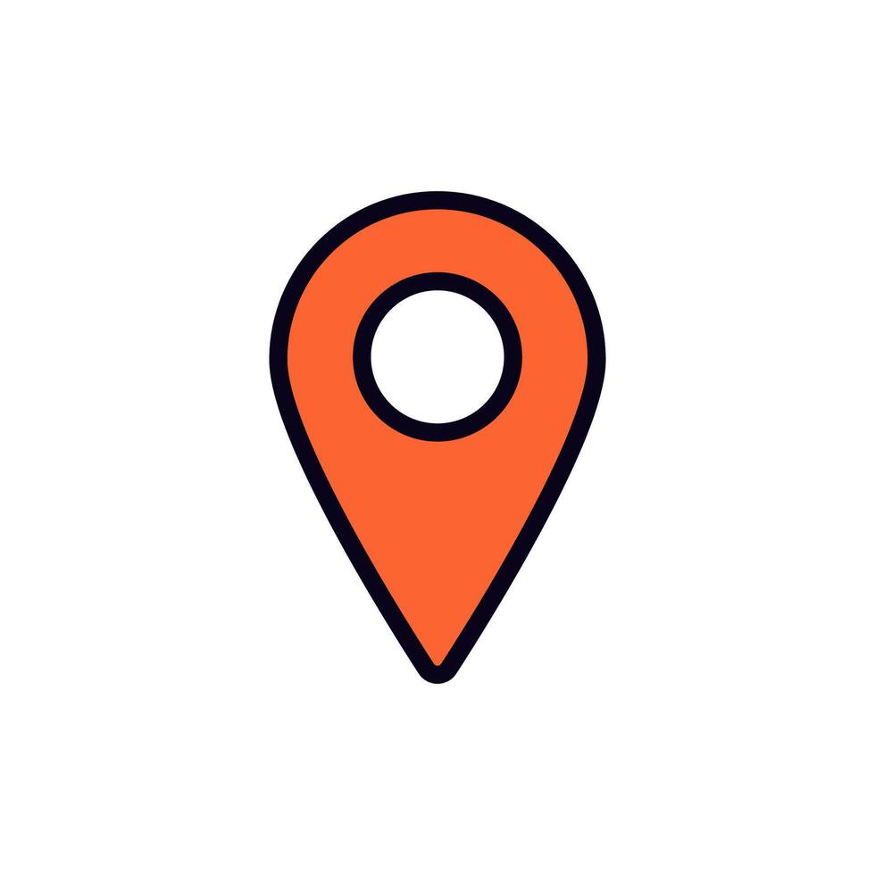 Bright orange location pin symbol for gps navigation and mapping vector
