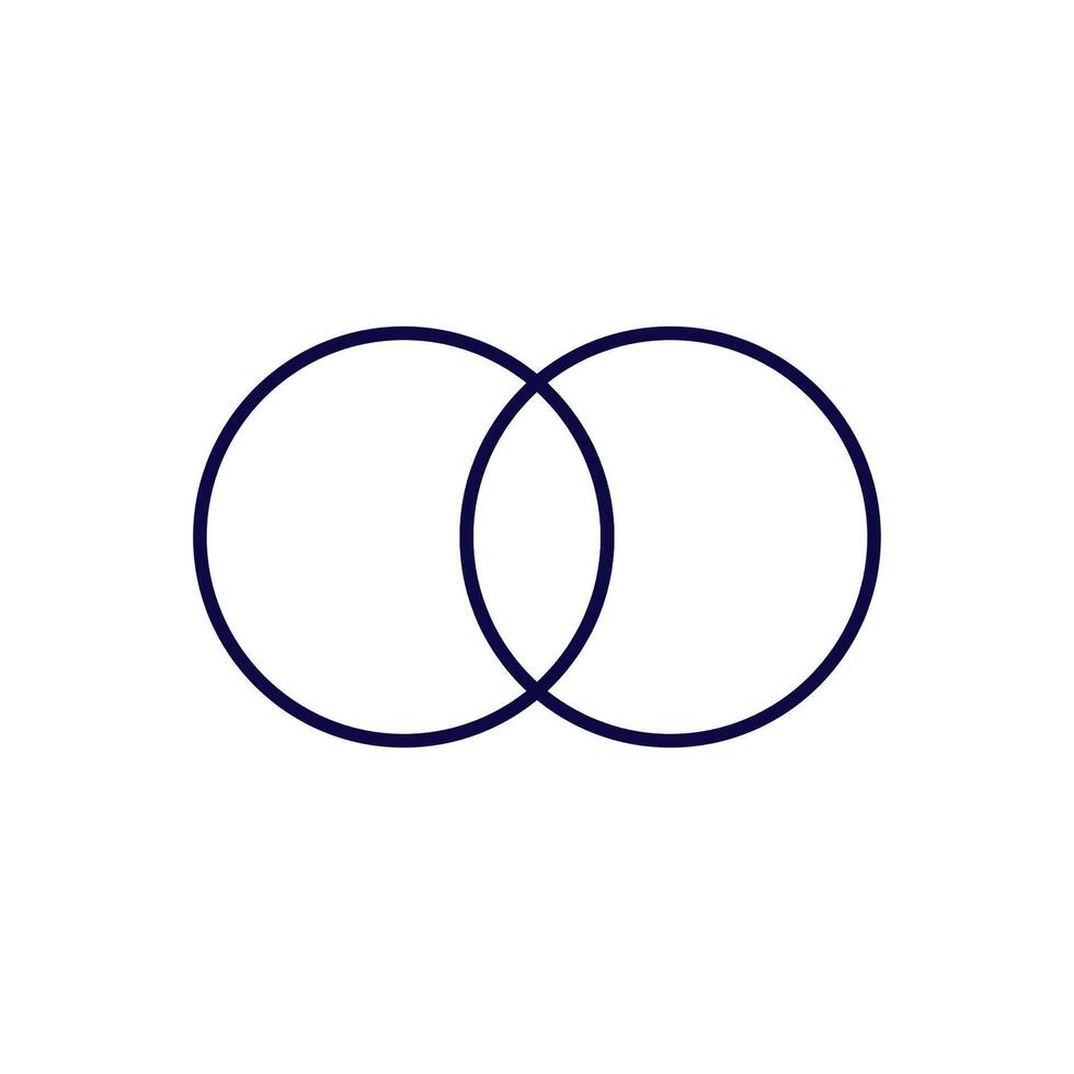 Simple overlapping circles symbolizing relationship and connection vector