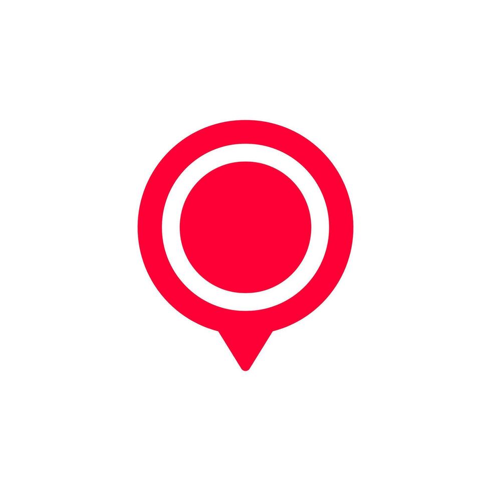 Gps location pin icon in bold red with simple circular design for map and navigation apps vector