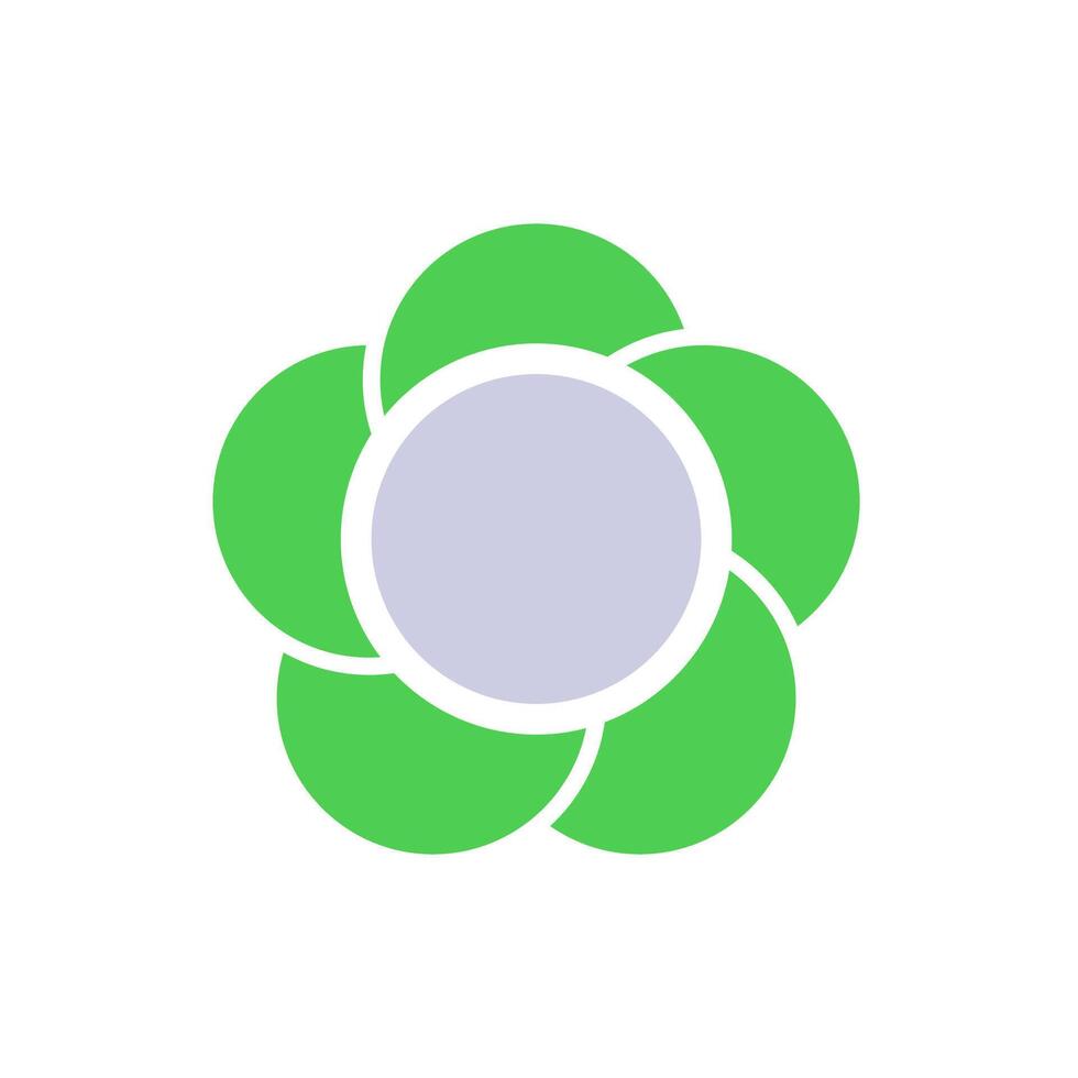 Minimalistic green flower emblem with central grey circle design vector