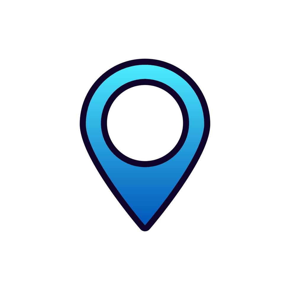 Blue location pin icon design highlighting navigation and map positioning in digital applications vector