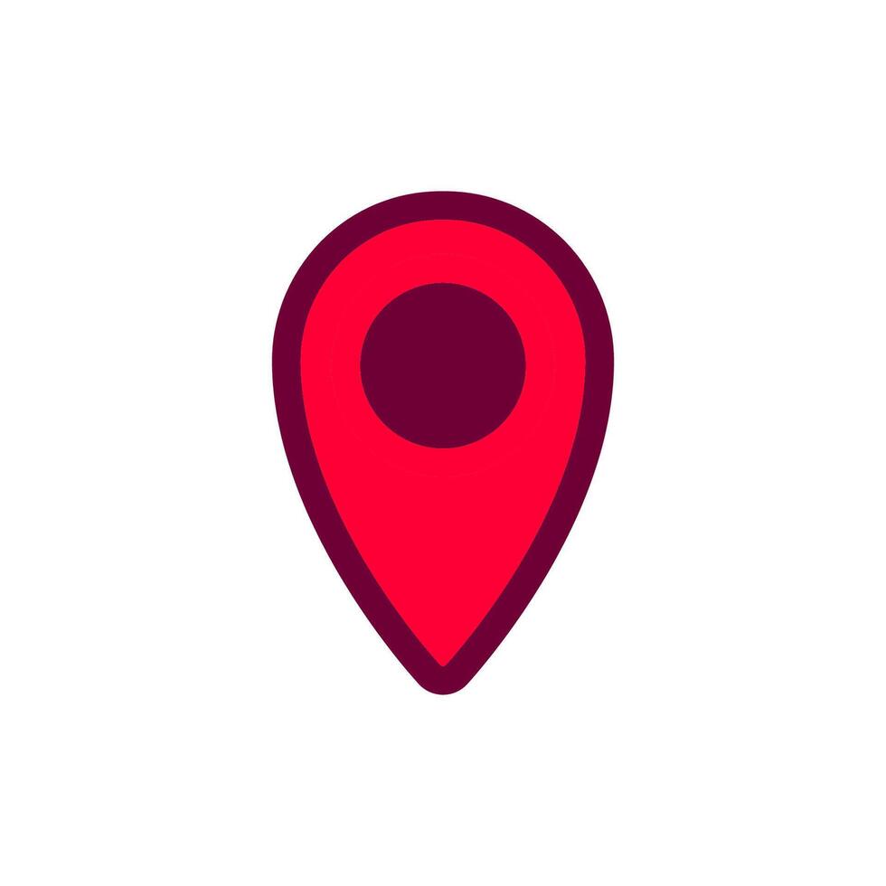 Bright red map pin icon for location and navigation on digital interfaces and applications vector